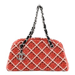 Chanel Just Mademoiselle Bag Woven Stitch Patent Small