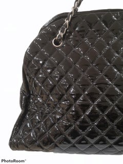Chanel Just Mademoiselle Bowler Black patent Leather Bag