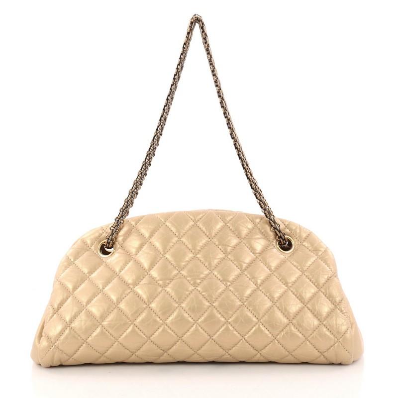 Chanel Just Mademoiselle Handbag Quilted Aged Calfskin Medium In Good Condition In NY, NY