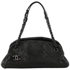 Chanel Just Mademoiselle Handbag Quilted Iridescent Leather Medium