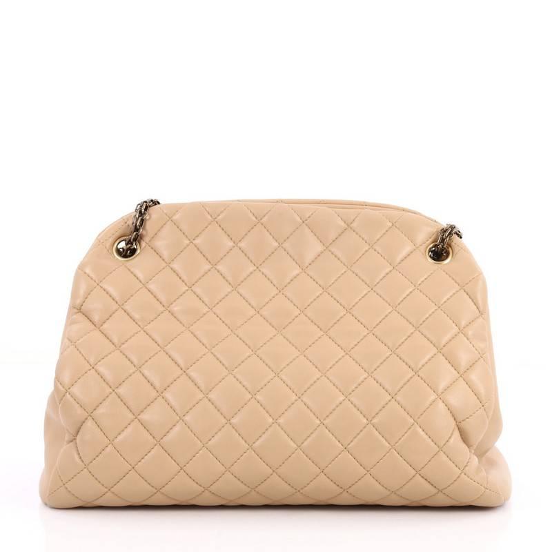 Chanel Just Mademoiselle Handbag Quilted Lambskin Large In Good Condition In NY, NY