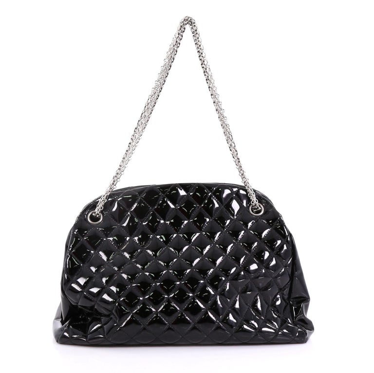 Chanel Just Mademoiselle Handbag Quilted Patent Large For Sale at 1stdibs