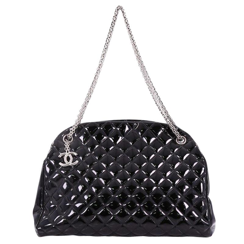 Chanel Just Mademoiselle Handbag Quilted Patent Large