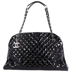 Chanel Just Mademoiselle Handbag Quilted Patent Maxi