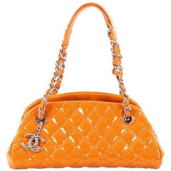 Chanel Just Mademoiselle Handbag Quilted Patent Small