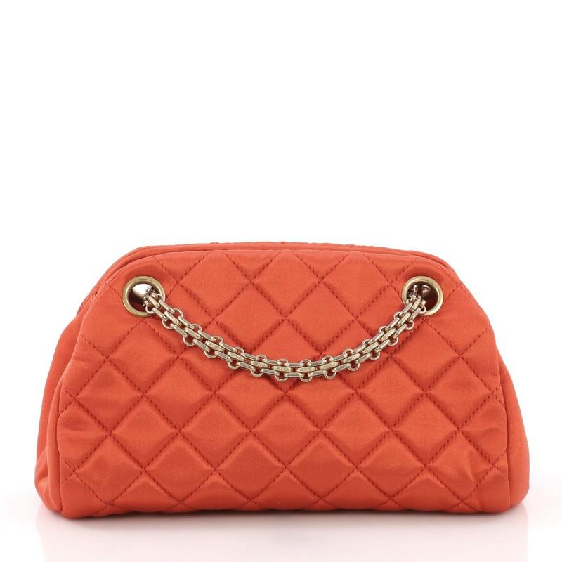 Chanel Just Mademoiselle Handbag Quilted Satin Mini In Good Condition In NY, NY