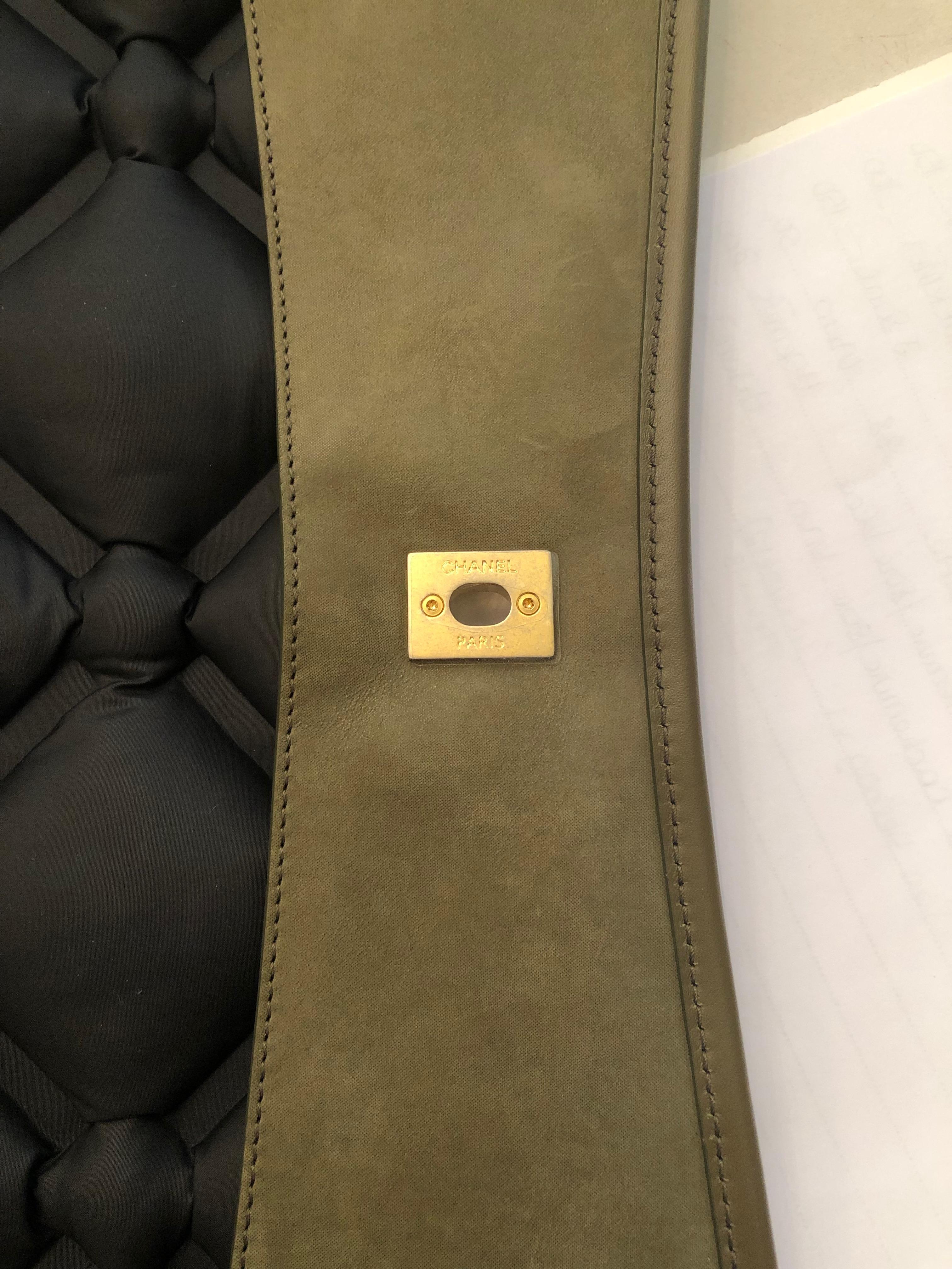 Chanel Kaki Iridescent Leather Jumbo Chesterfield Bag 2