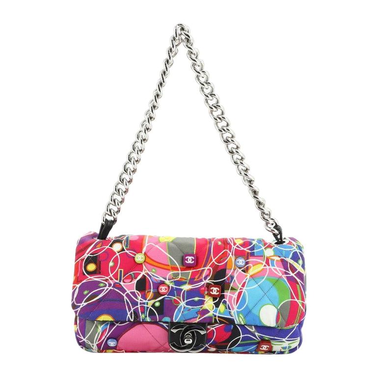 Chanel Kaleidoscope Chain Flap Bag Quilted Printed Satin Medium at 1stDibs