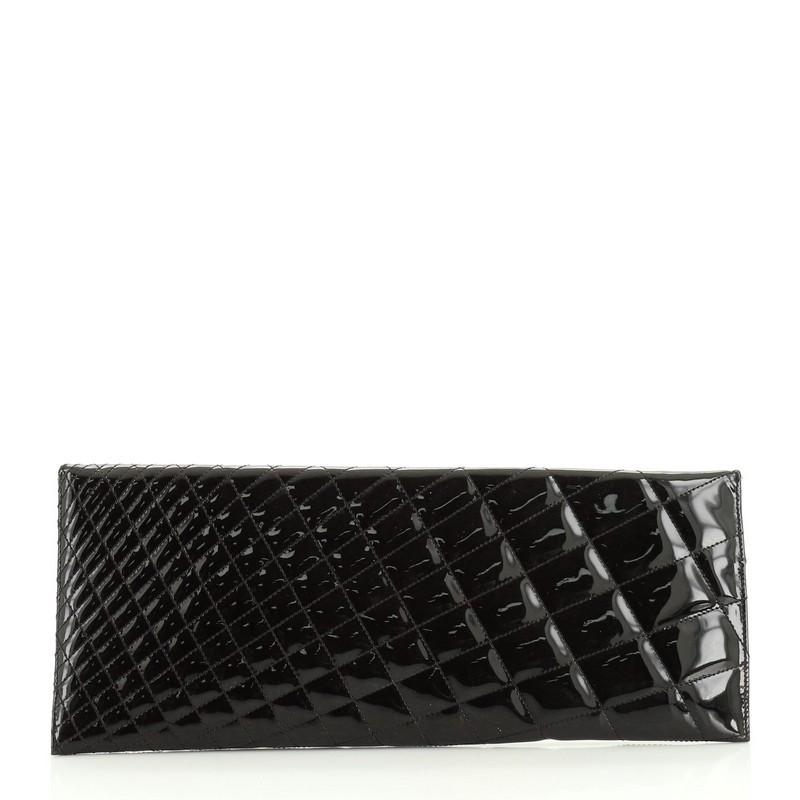 Black Chanel Kaleidoscope Clutch Quilted Patent Large