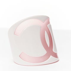 CHANEL Karl Lagerfeld 03P pink white giant CC logo resin bangle bracelet