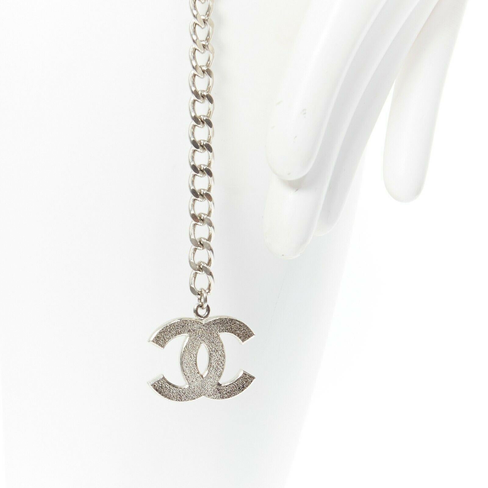 CHANEL KARL LAGERFELD 06P silver cursive logo draped chain punk belt necklace In Excellent Condition In Hong Kong, NT