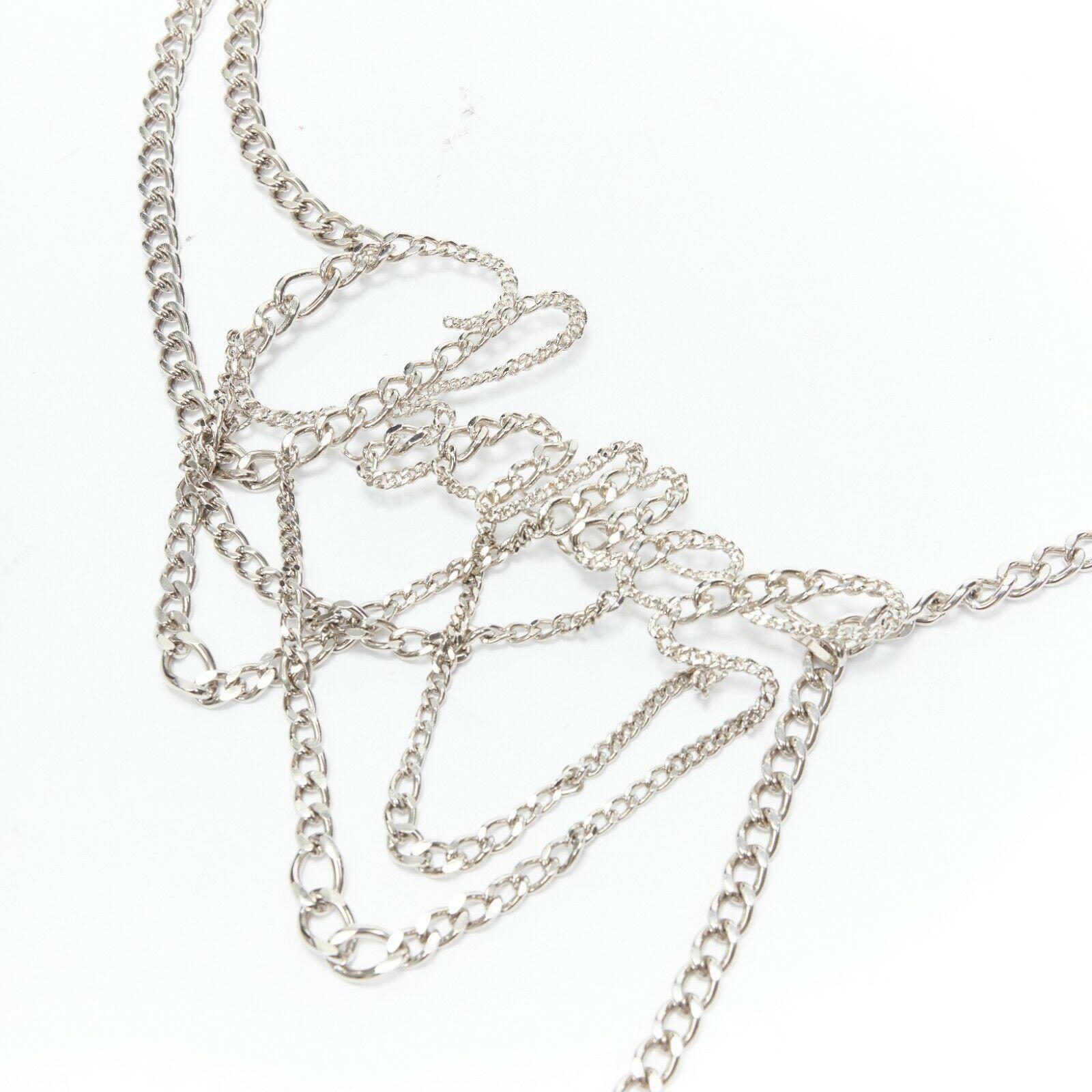 Women's CHANEL KARL LAGERFELD 06P silver cursive logo draped chain punk belt necklace
