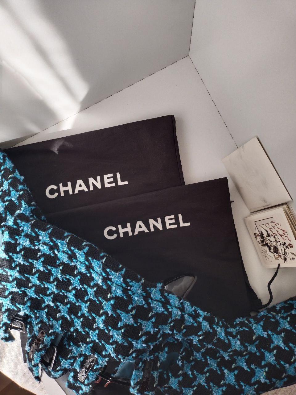 Chanel & Karl Lagerfeld 07A 2007 TURQUOISE TWEED boots For Sale 1