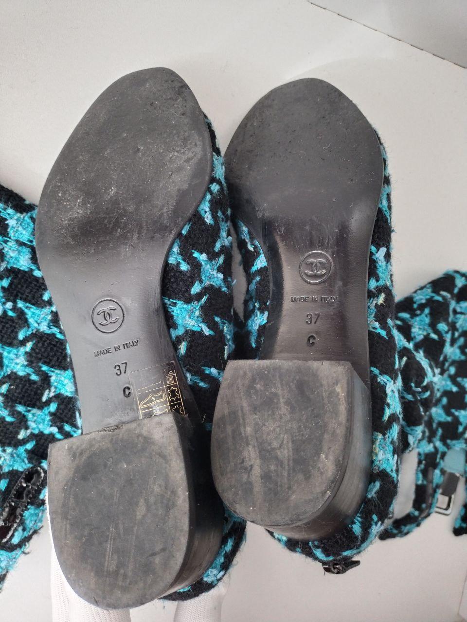 Chanel & Karl Lagerfeld 07A 2007 TURQUOISE TWEED boots For Sale 3