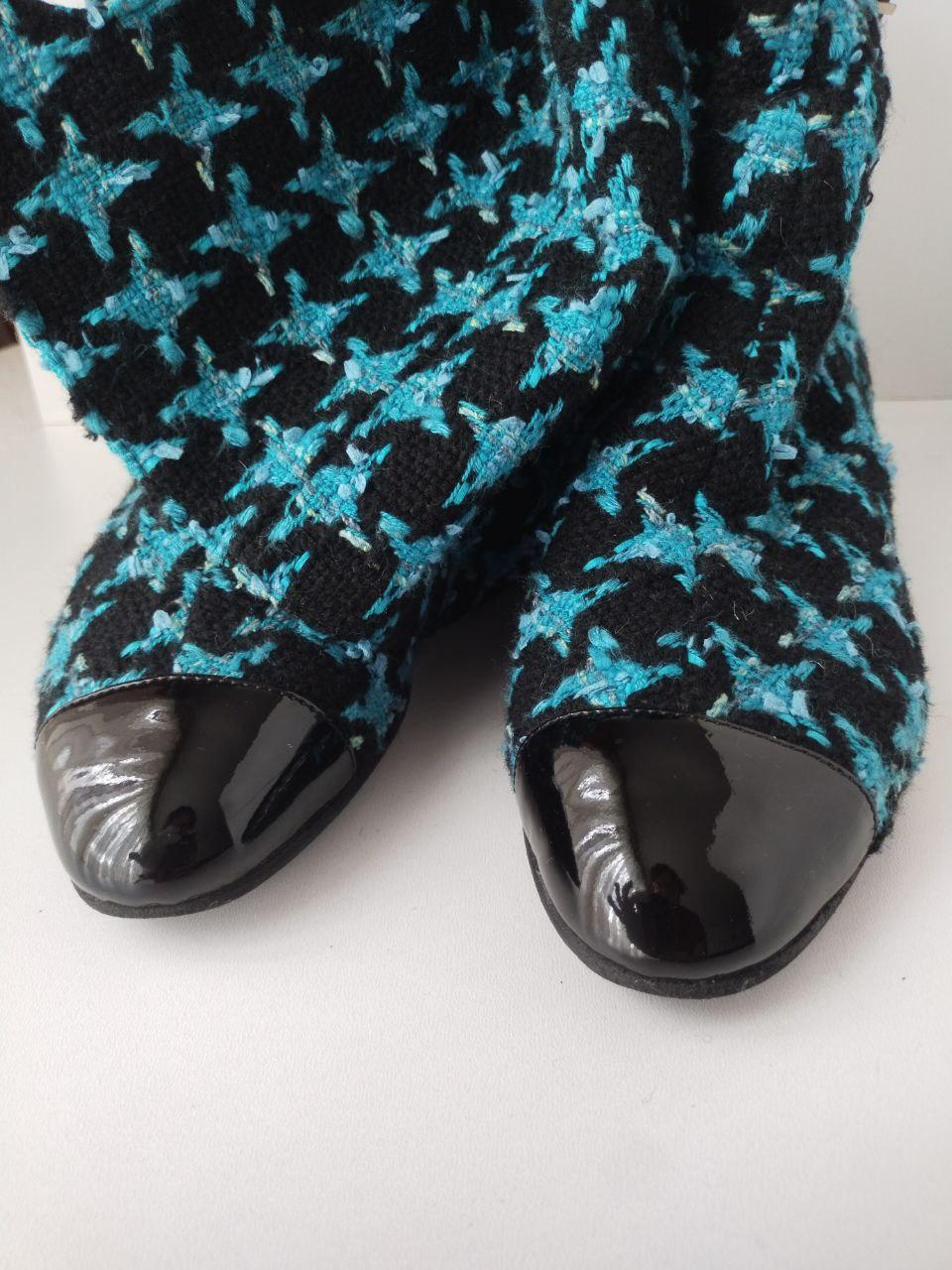 Chanel & Karl Lagerfeld 07A 2007 TURQUOISE TWEED boots For Sale 4