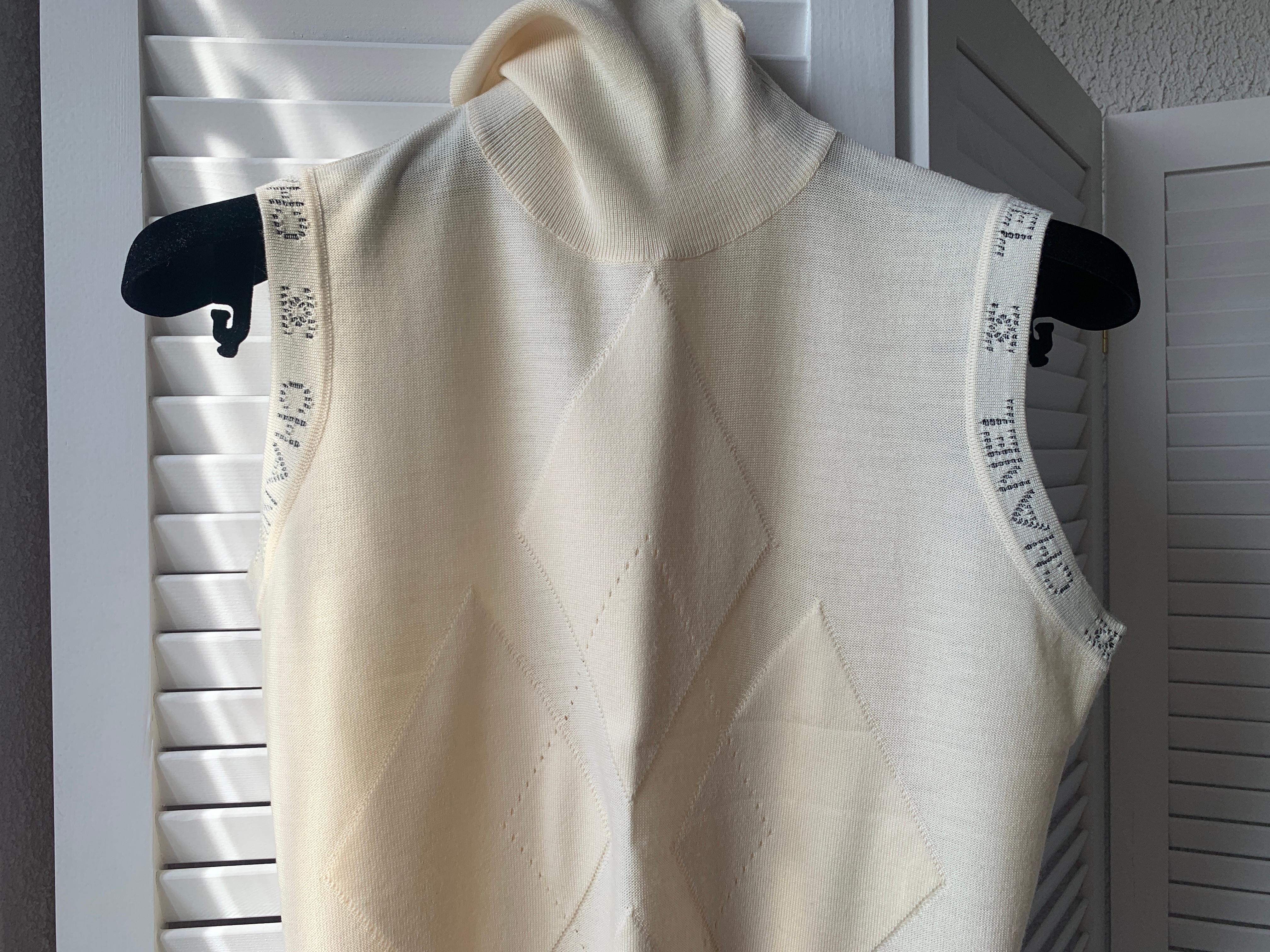 CHANEL & Karl Lagerfeld 07A 2007 Wool Logo Vest Top Turtleneck Very Rare For Sale 4