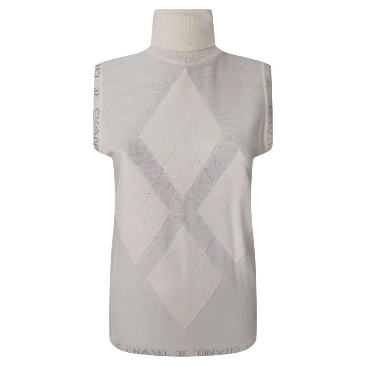 CHANEL & Karl Lagerfeld 07A 2007 Wool Logo Vest Top Turtleneck Very Rare For Sale