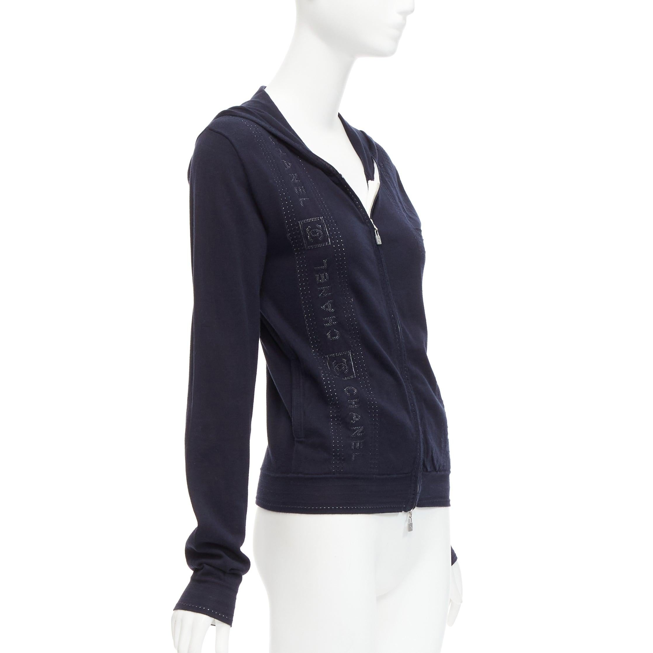 Women's CHANEL Karl Lagerfeld 07c Sports cotton logo trim lock hoodie jacket FR34 XS For Sale