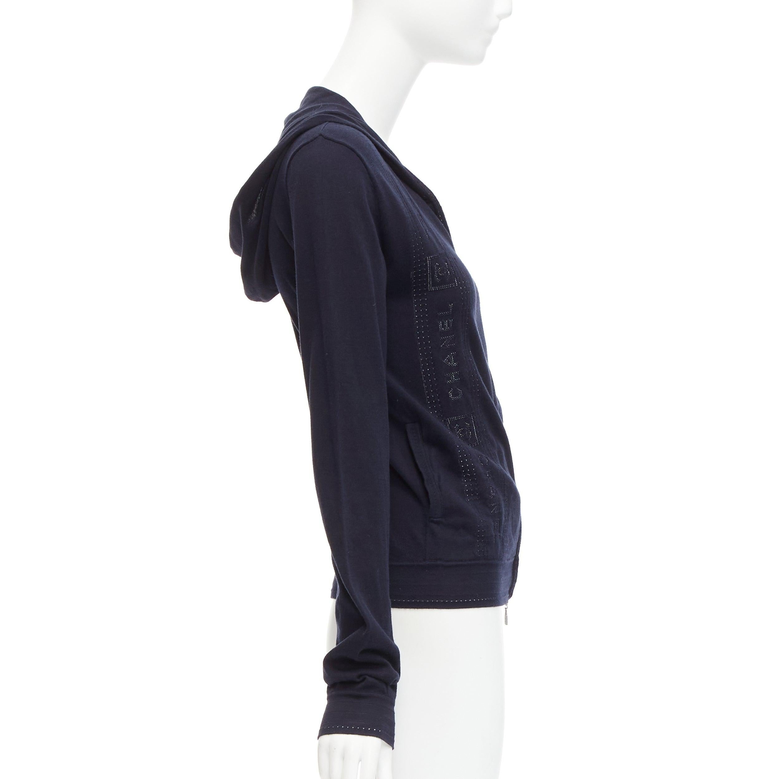 CHANEL Karl Lagerfeld 07c Sports cotton logo trim lock hoodie jacket FR34 XS For Sale 1