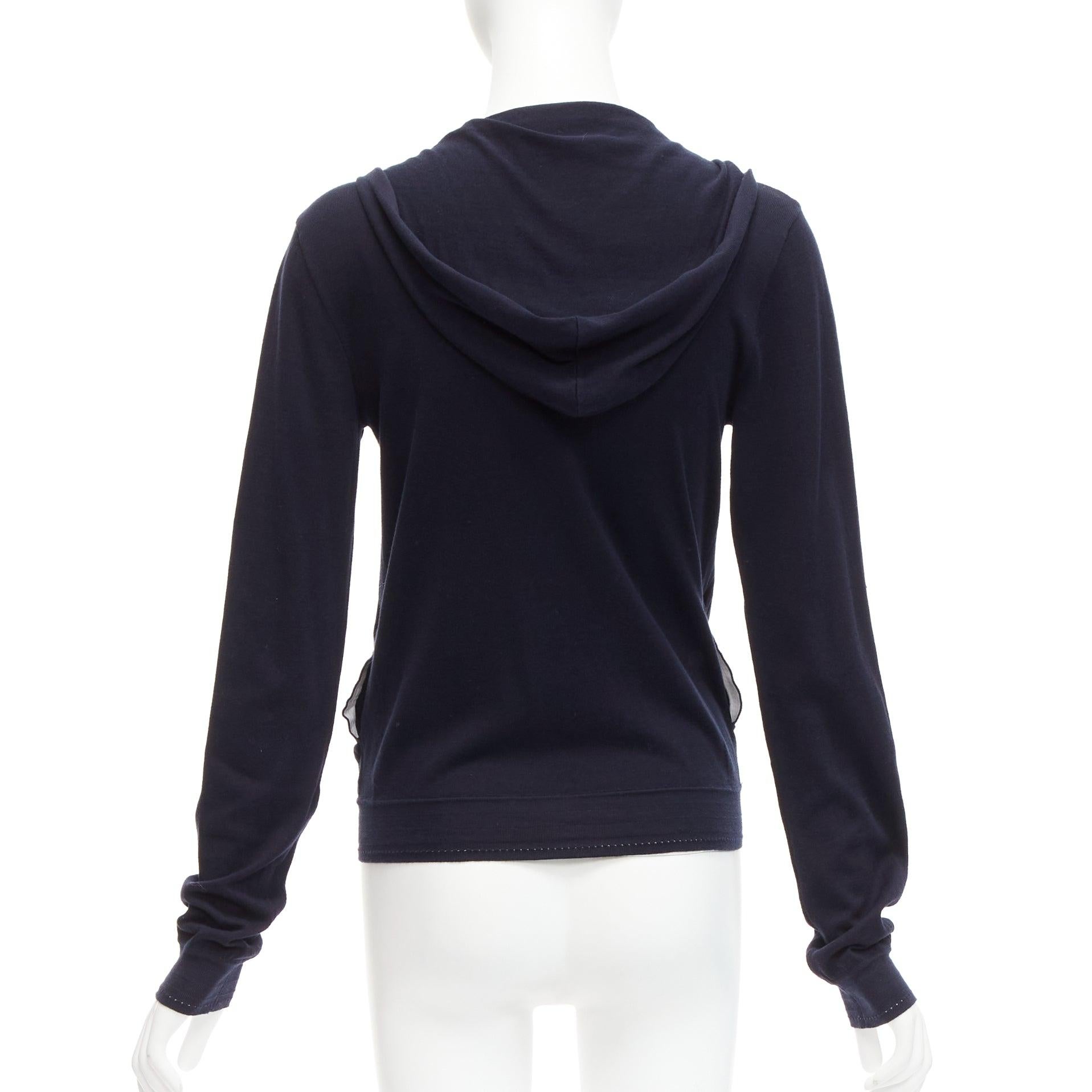 CHANEL Karl Lagerfeld 07c Sports cotton logo trim lock hoodie jacket FR34 XS For Sale 2