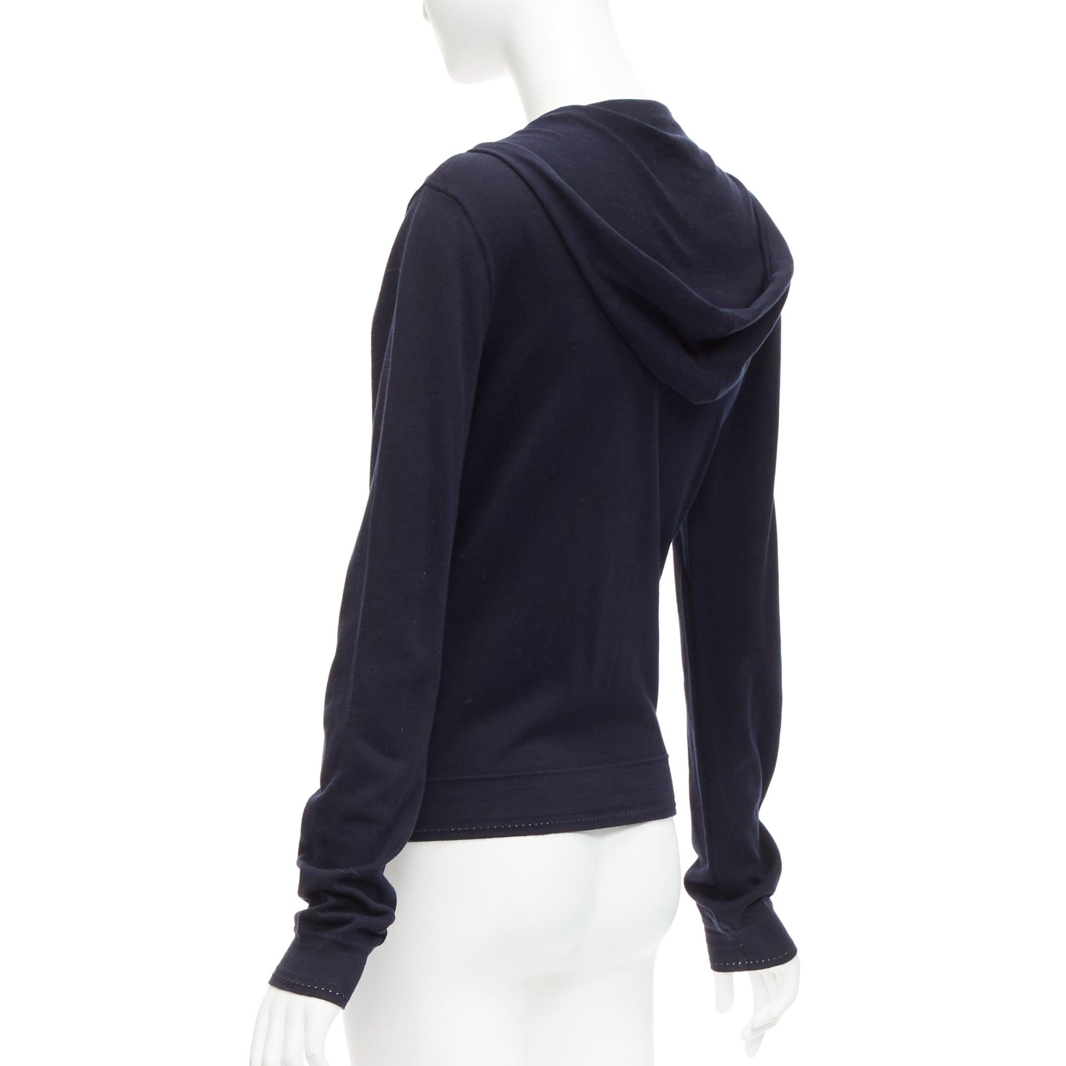 CHANEL Karl Lagerfeld 07c Sports cotton logo trim lock hoodie jacket FR34 XS For Sale 3