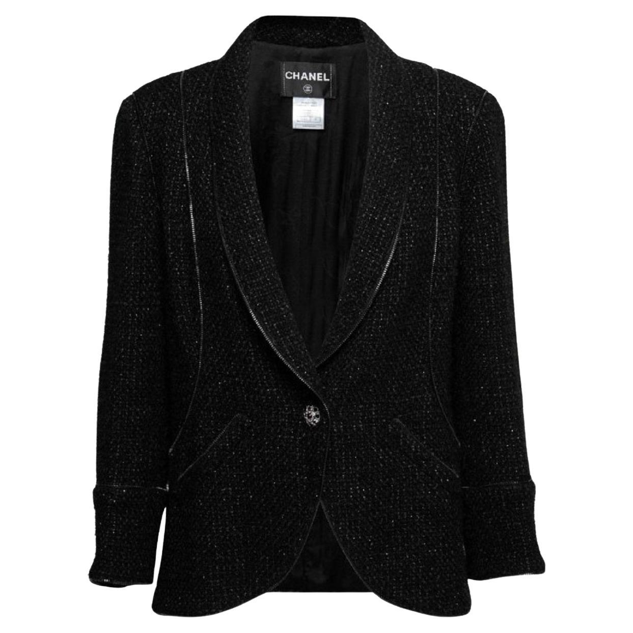Chanel and Karl Lagerfeld 08A 2008 black tweed jacket For Sale at 1stDibs