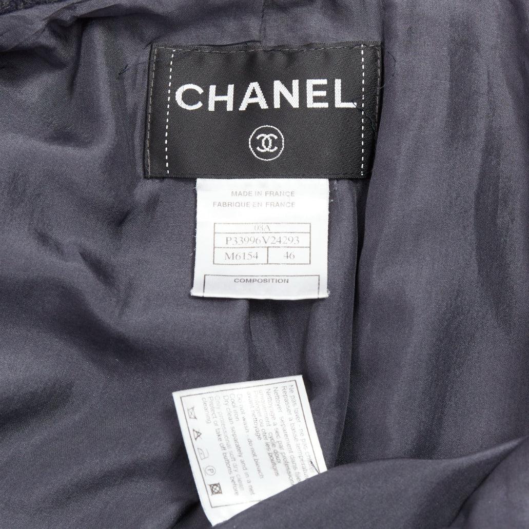 CHANEL Karl Lagerfeld 08A grey navy herringbone tweed long coat FR46 3XL For Sale 4