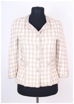 Chanel & Karl Lagerfeld 08P 2008 Beige/White Hound's-Tooth Tweed jacket 34 FR