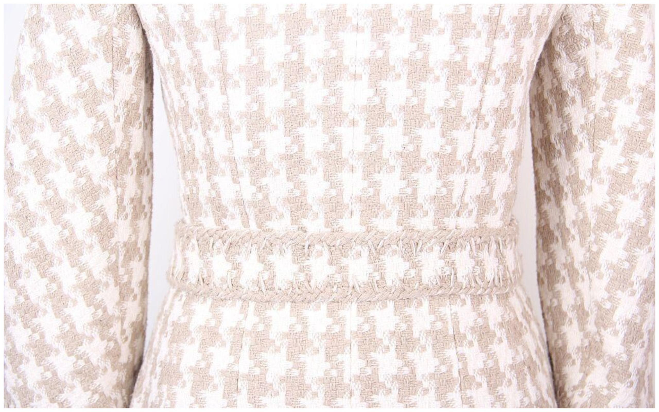 Veste en tweed beige/blanc pied-de-poule 34 FR Chanel & Karl Lagerfeld 08P 2008 en vente 1