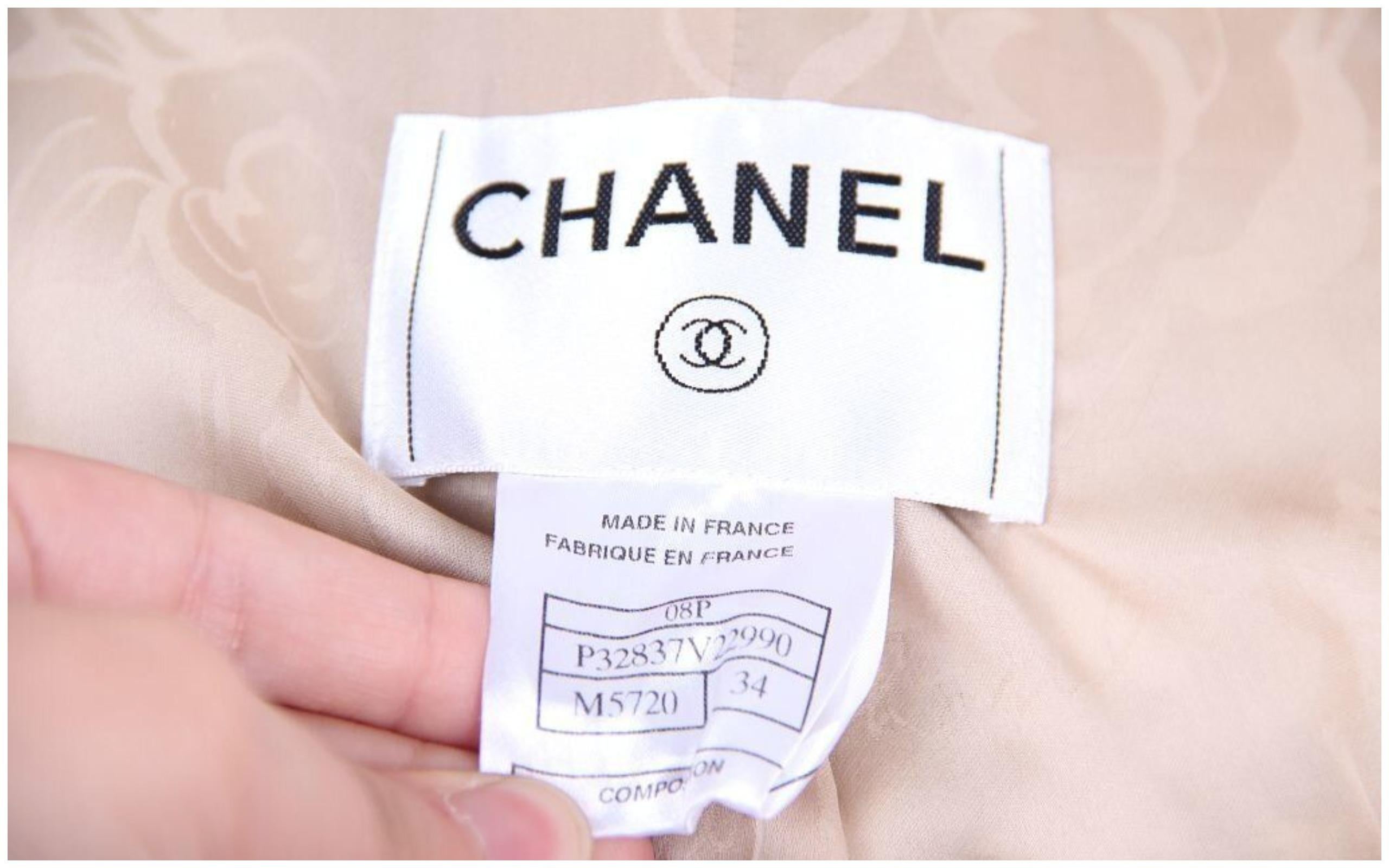 Veste en tweed beige/blanc pied-de-poule 34 FR Chanel & Karl Lagerfeld 08P 2008 en vente 3