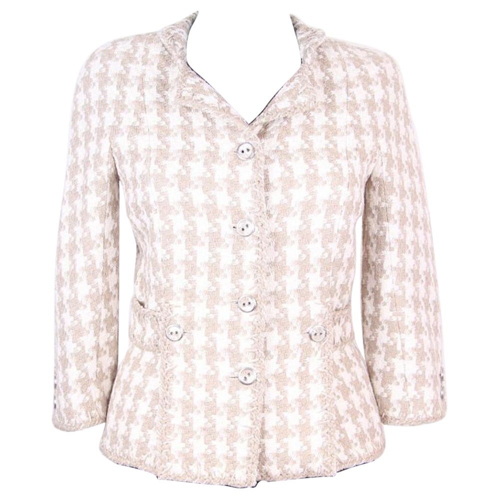 Veste en tweed beige/blanc pied-de-poule 34 FR Chanel & Karl Lagerfeld 08P 2008