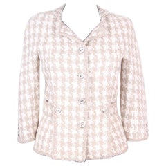 Chanel & Karl Lagerfeld for Chanel 08P 2008 Giacca in tweed beige/bianco con dente di segugio 34 FR