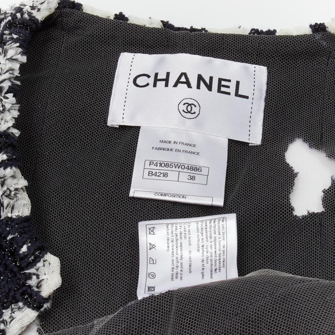 CHANEL Karl Lagerfeld 11P Runway Marienbad punk distressed tweed jacket FR38 M 9