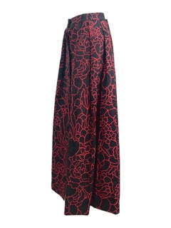 Chanel Karl Lagerfeld 1989 Camelia black red printed skirt