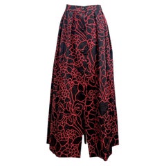 Chanel Karl Lagerfeld 1989 Camelia black red printed skirt