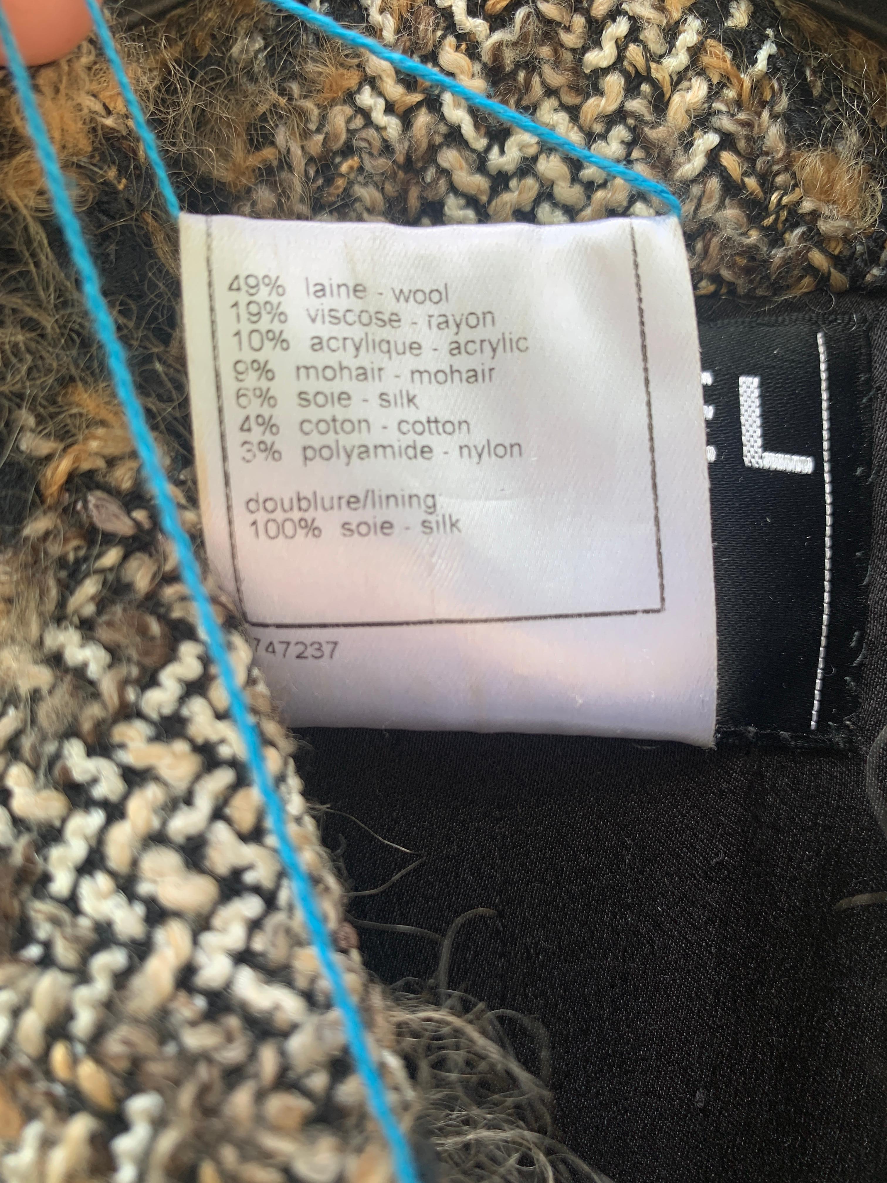 Chanel & Karl Lagerfeld 2005 Cappotto in tweed a quadri in misto lana marrone e multicolore in vendita 5