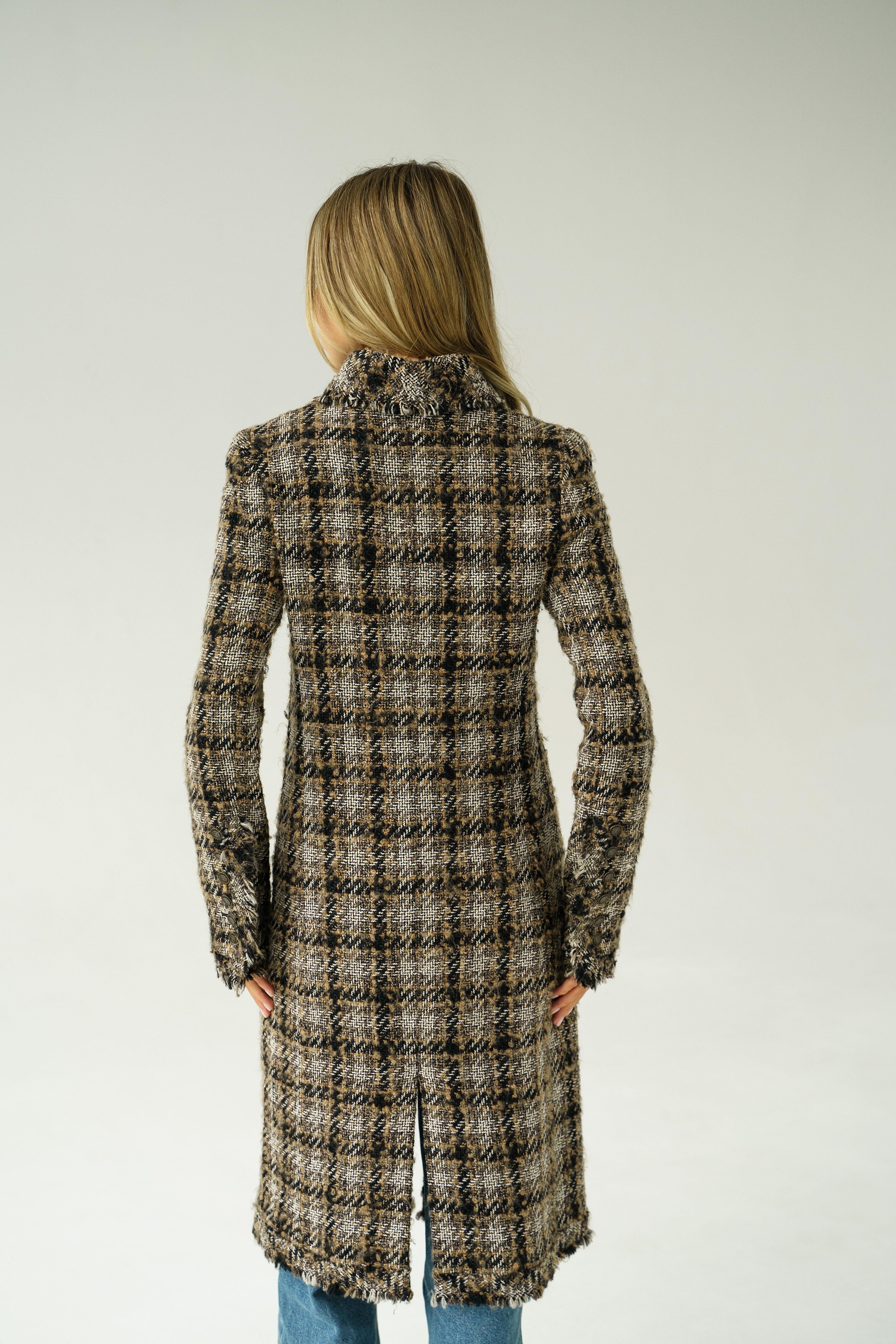 Chanel & Karl Lagerfeld 2005 Cappotto in tweed a quadri in misto lana marrone e multicolore in vendita 2