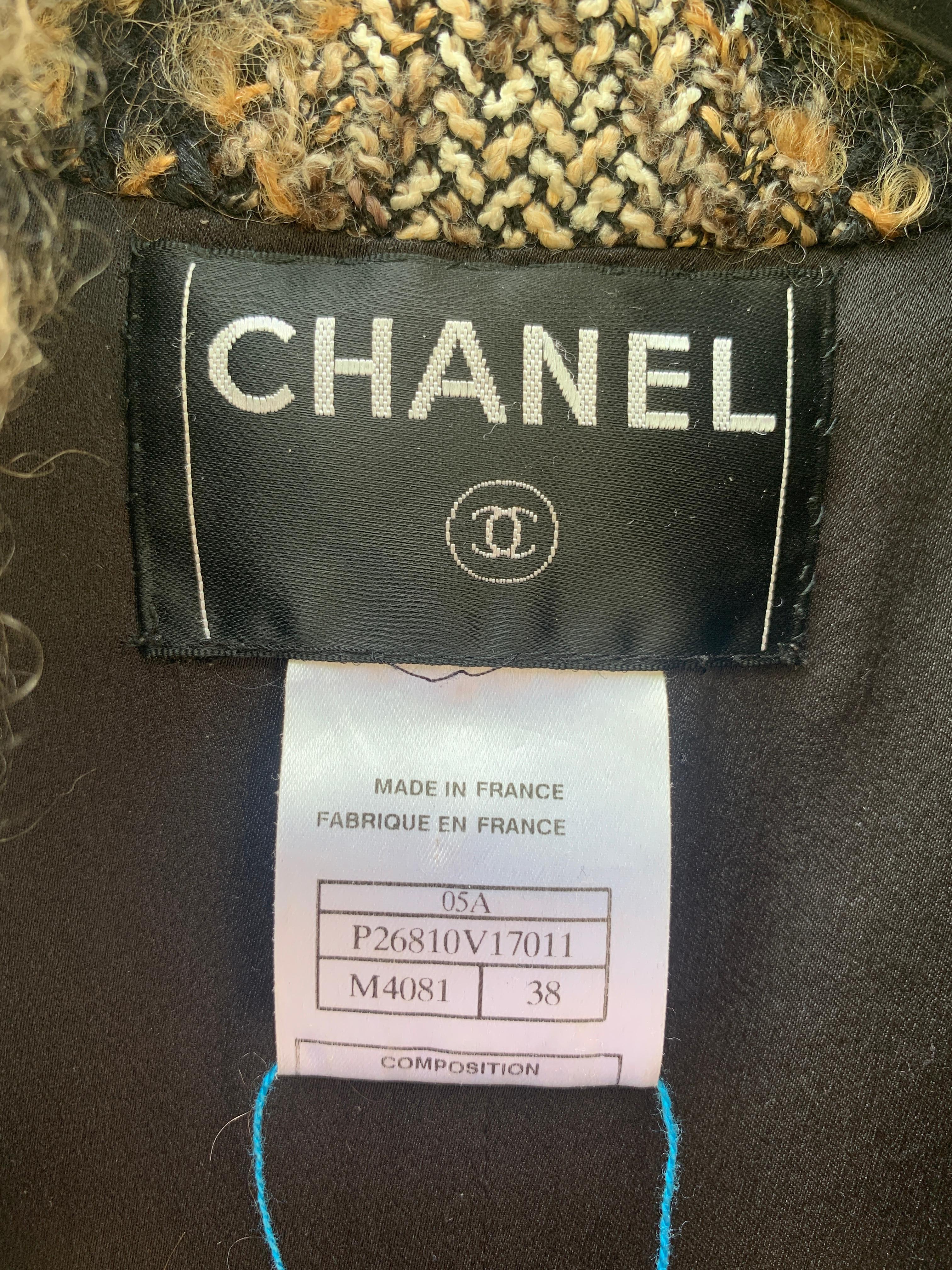 Chanel & Karl Lagerfeld 2005 Cappotto in tweed a quadri in misto lana marrone e multicolore in vendita 4