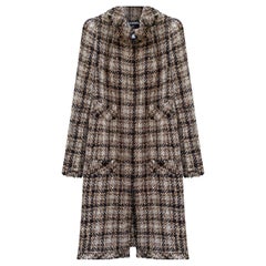 Chanel & Karl Lagerfeld 2005 Cappotto in tweed a quadri in misto lana marrone e multicolore