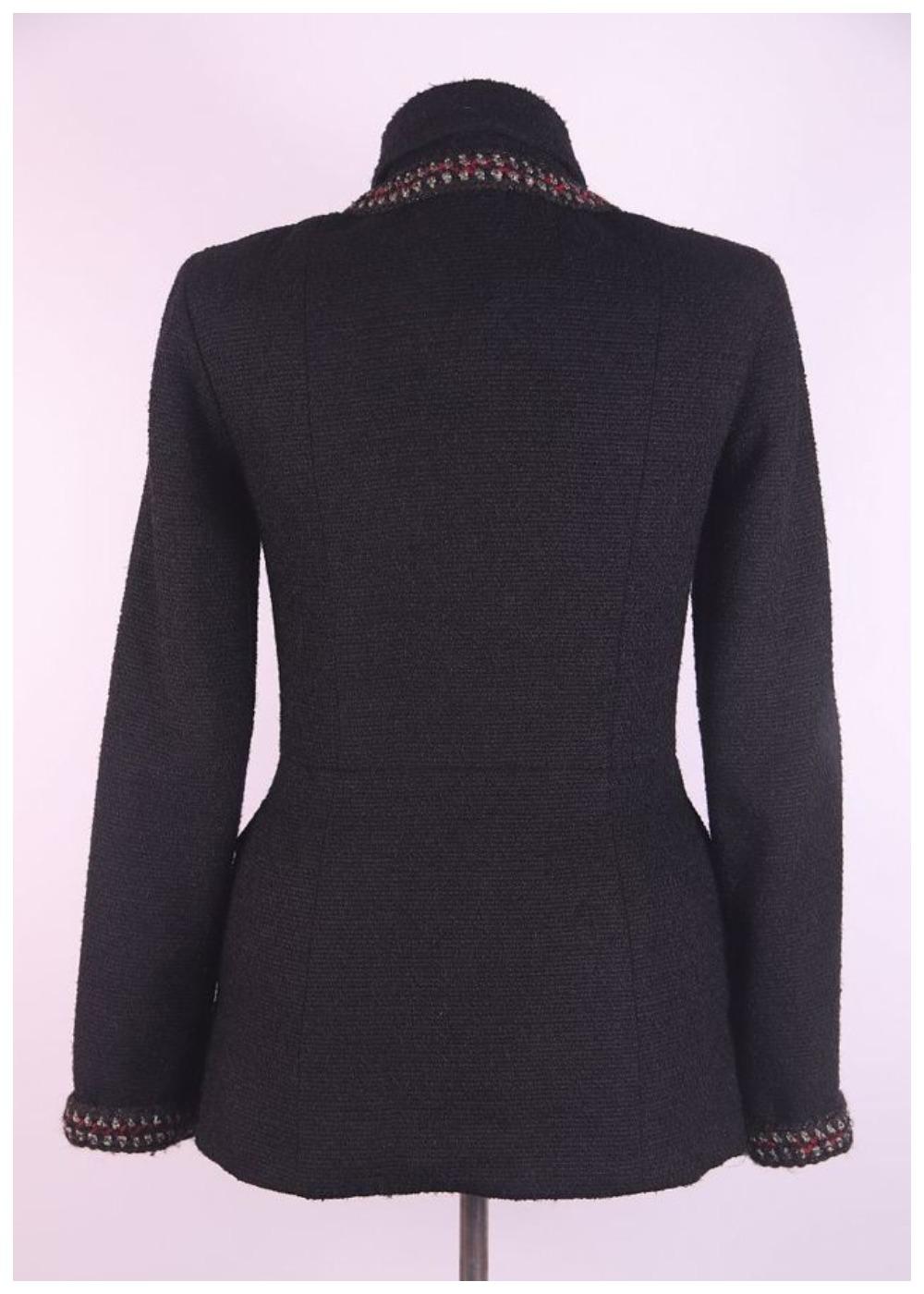 Chanel & Karl Lagerfeld for Chanel 2010 - Giacca con zip in tweed con finiture a treccia in lana nera in vendita 2