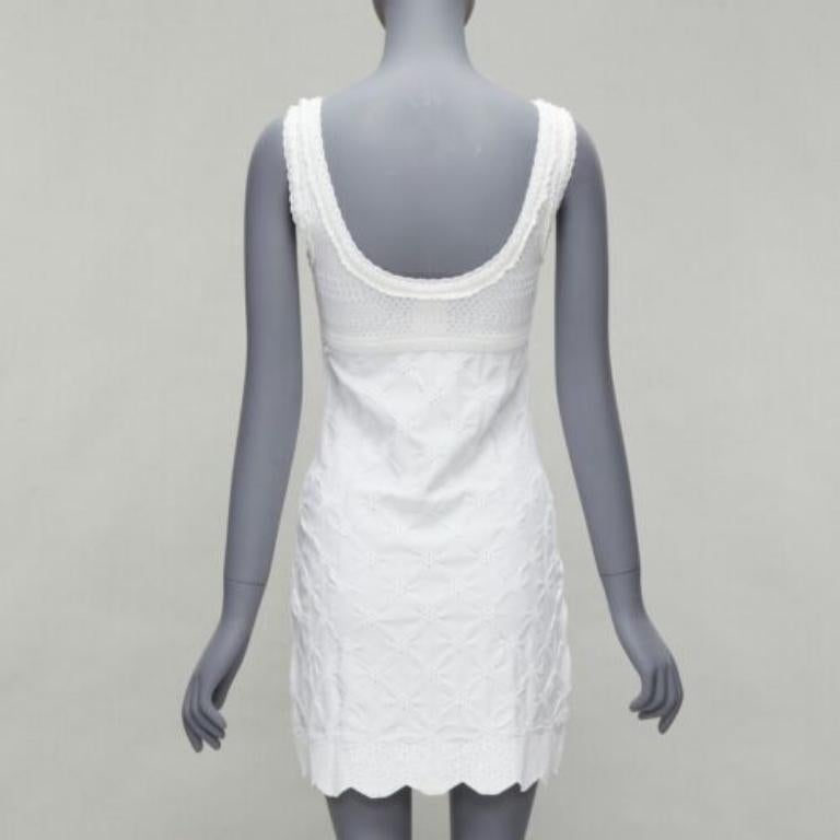 Women's CHANEL Karl Lagerfeld 2011 CC logo buttons white lace knitted mini dress FR34 XS