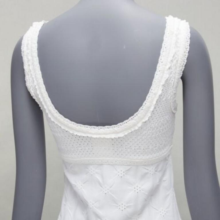 CHANEL Karl Lagerfeld 2011 CC logo buttons white lace knitted mini dress FR34 XS 3