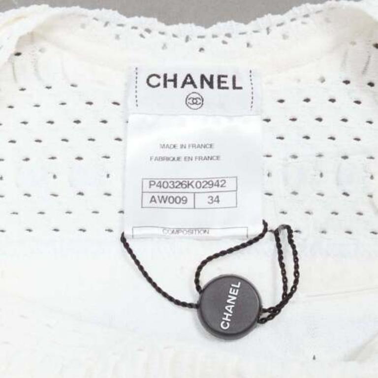CHANEL Karl Lagerfeld 2011 CC logo buttons white lace knitted mini dress FR34 XS 4