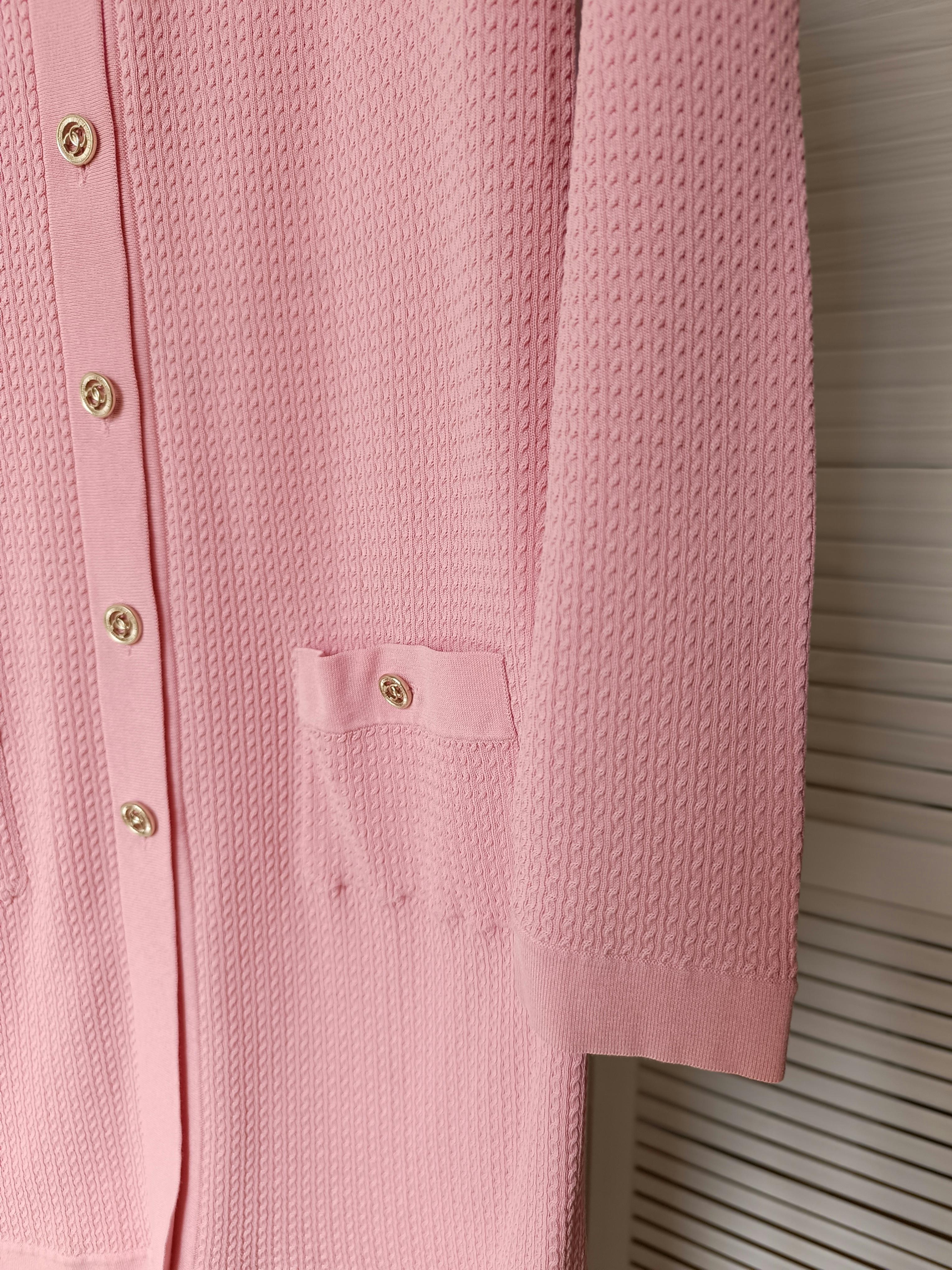 Chanel & Karl Lagerfeld 2011 CC Logo Cotton Silk Dress Pink For Sale 15