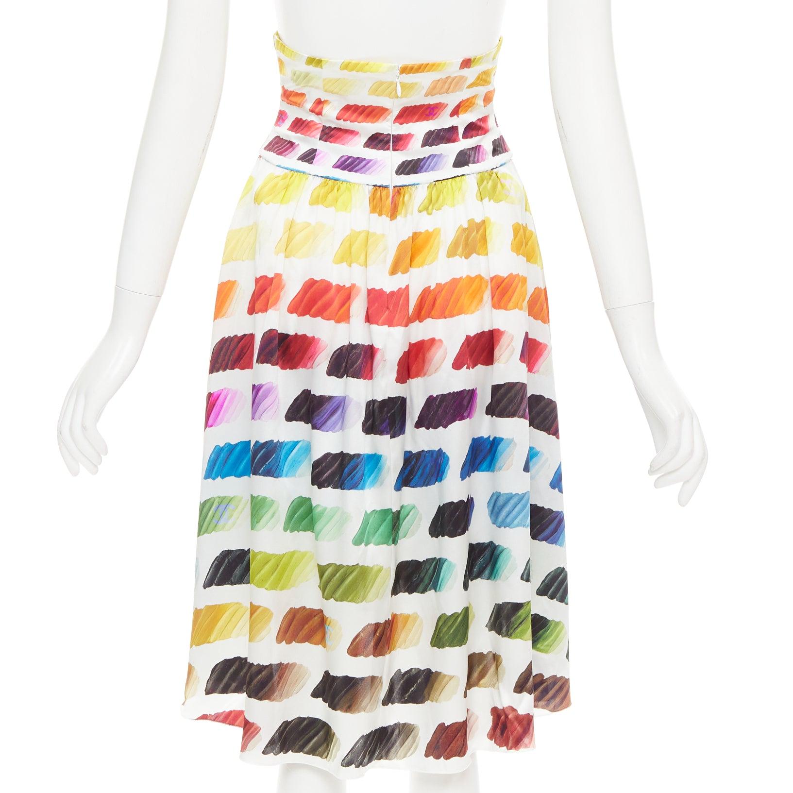Chanel Karl Lagerfeld for Chanel 2014 Runway Colorama CC top in seta, gonna midi FR34 XS in vendita 5