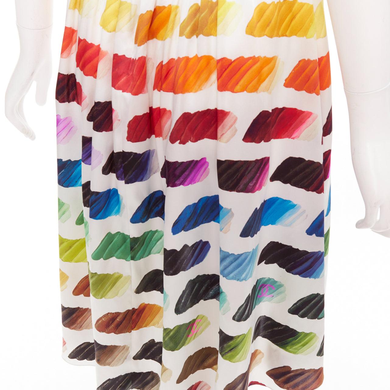 Chanel Karl Lagerfeld for Chanel 2014 Runway Colorama CC top in seta, gonna midi FR34 XS in vendita 6
