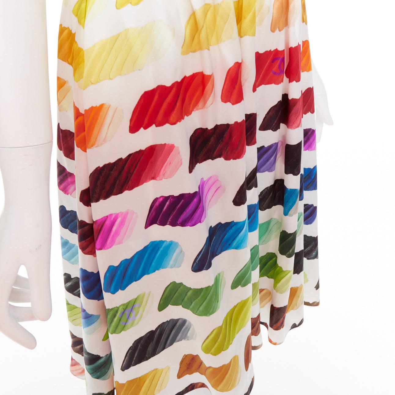 Chanel Karl Lagerfeld for Chanel 2014 Runway Colorama CC top in seta, gonna midi FR34 XS in vendita 7