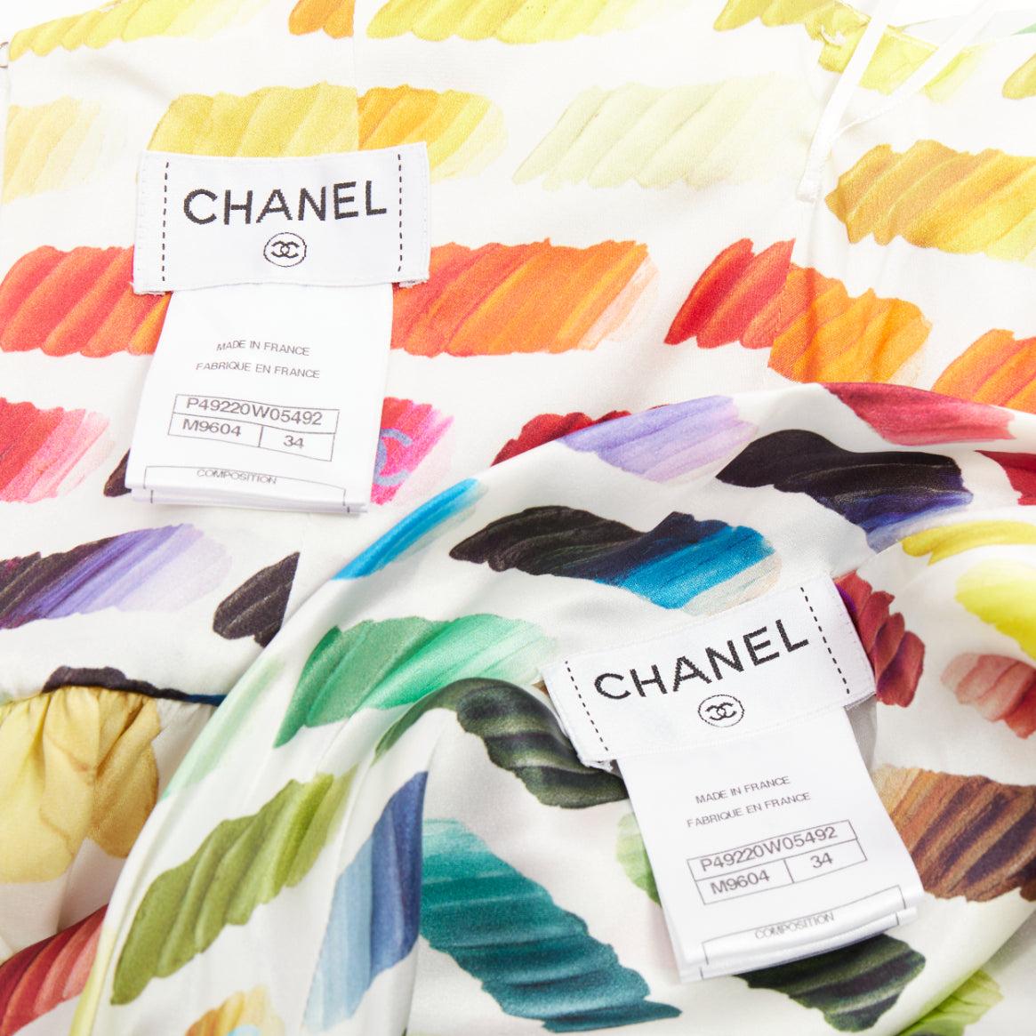 Chanel Karl Lagerfeld for Chanel 2014 Runway Colorama CC top in seta, gonna midi FR34 XS in vendita 9