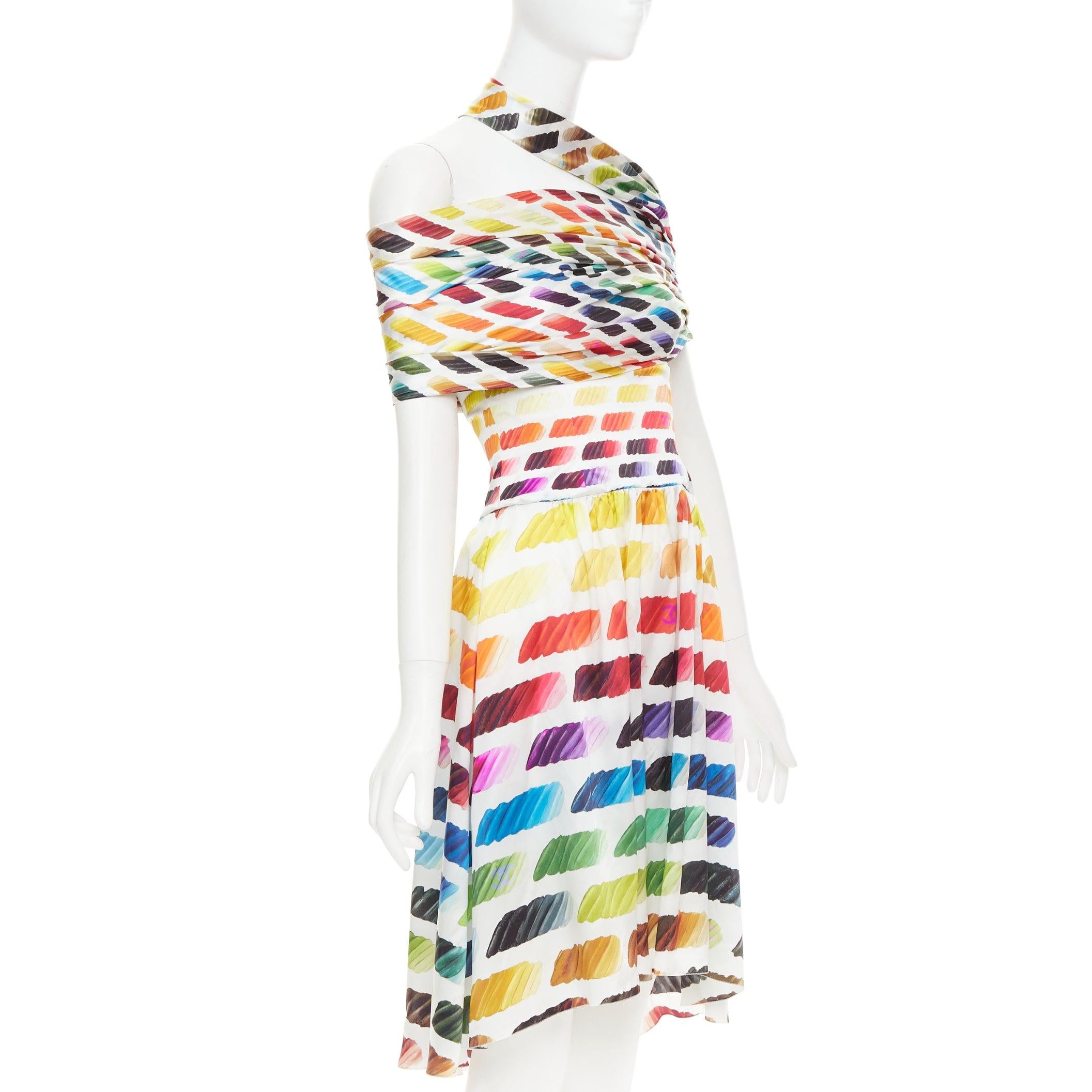 Beige Chanel Karl Lagerfeld for Chanel 2014 Runway Colorama CC top in seta, gonna midi FR34 XS in vendita