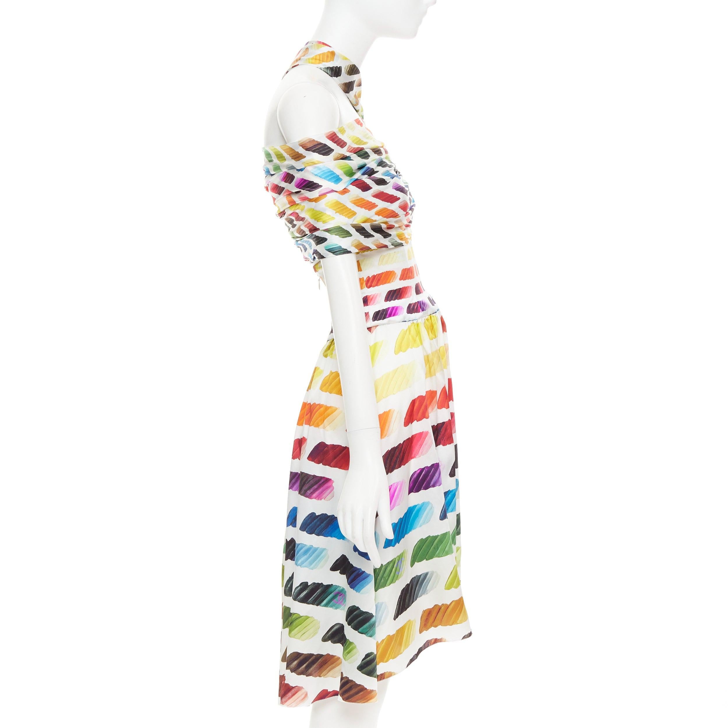 Chanel Karl Lagerfeld for Chanel 2014 Runway Colorama CC top in seta, gonna midi FR34 XS In condizioni ottime in vendita a Hong Kong, NT